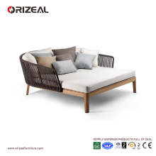 Daybed extérieur en bois de teck avec la tresse OZ-OR075